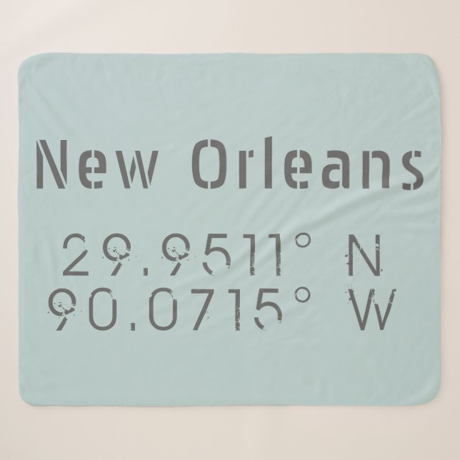 New Orleans Latitude und Längengrad Sherpadecke (Vorderseite (Horizontal))