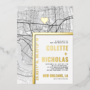 New Orleans Liebe Locator   Städtische Hochzeit Folieneinladung