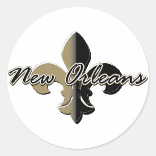 New Orleans Lilie bk/gd Runder Aufkleber