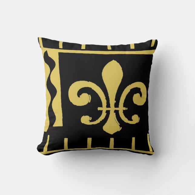 New Orleans Lilie, Black and Gold Kissen (Vorderseite)
