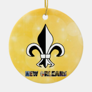 New Orleans Lilie Gold Weihnachten Keramik Ornament