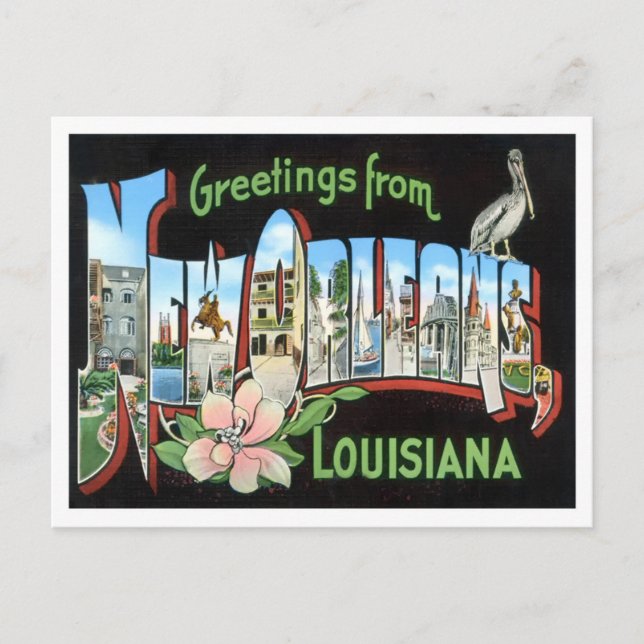 New Orleans, Louisiana Big Letters Postcard Postkarte (Vorderseite)
