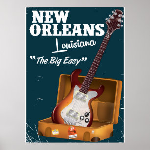 New Orleans Louisiana E-Gitarre Poster