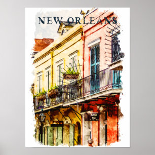 New Orleans Louisiana Französisches Viertel Wasser Poster