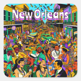New Orleans, Louisiana Leute, die Spaß haben Quadratischer Aufkleber