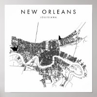 New Orleans Louisiana Minimal Modern Street Karte