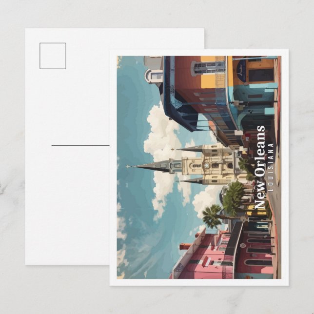 New Orleans Louisiana Pop Kunst, Dichtung und Musi Postkarte (Vorne/Hinten)