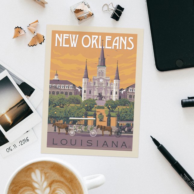New Orleans, Louisiana Postkarte (Postcard on table)
