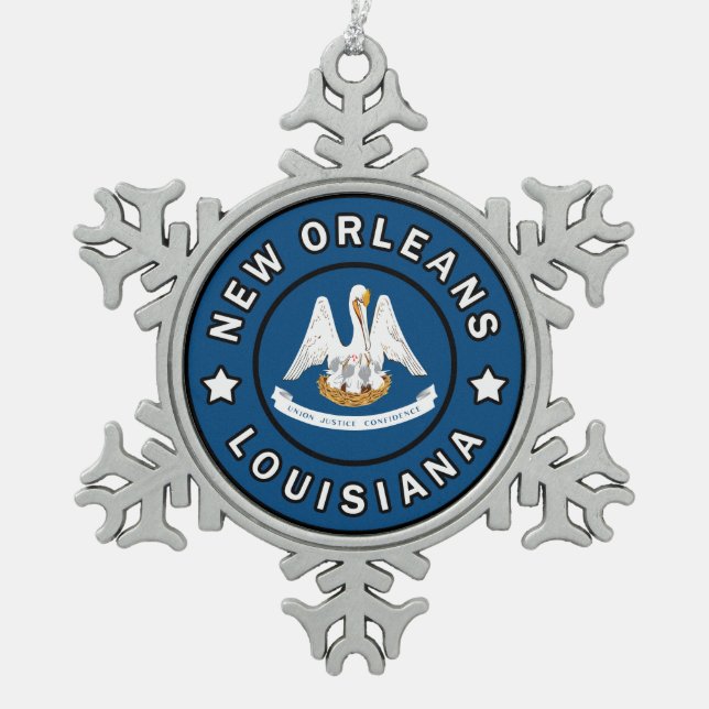 New Orleans Louisiana Schneeflocken Zinn-Ornament (Vorderseite)