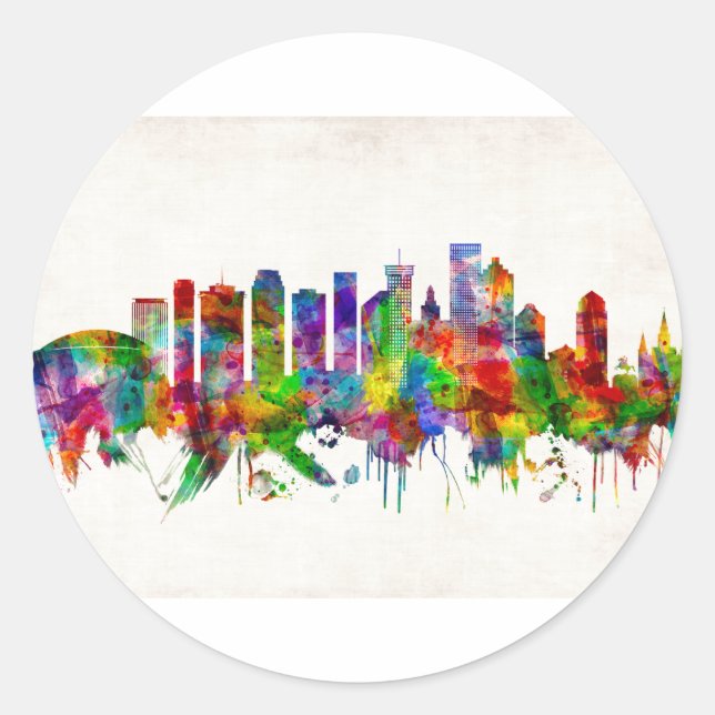 New Orleans Louisiana Skyline Runder Aufkleber (Vorderseite)