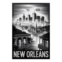 New Orleans Louisiana Skyline Schwarz Weiß Holzsch