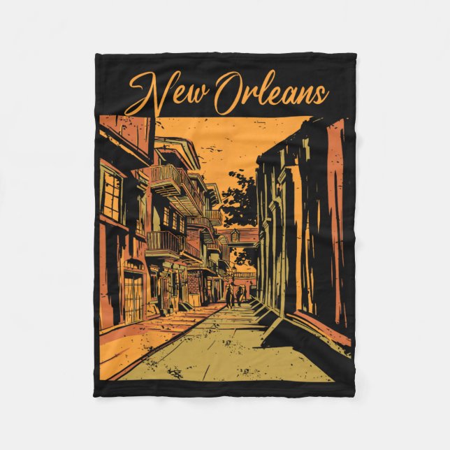 New Orleans Louisiana Souvenir Bourbon Street  Fleecedecke (Vorderseite)