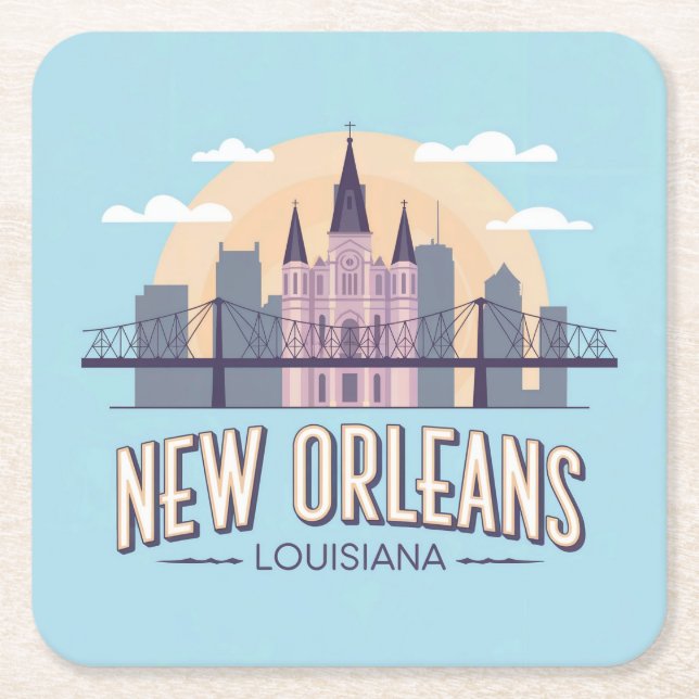 New Orleans Louisiana Square Untersetzer Set (Vorderseite)