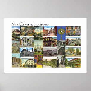 New Orleans, Louisiana Vintage Aussicht Poster