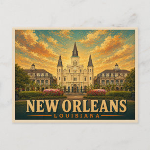 New Orleans Louisiana Vintage Reise Postkarte