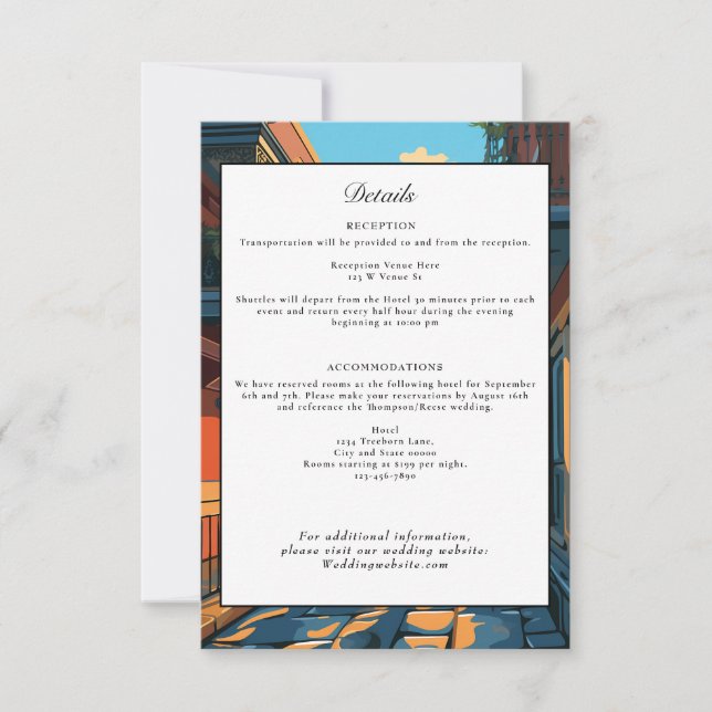 New Orleans Louisiana Wedding Details Retro Einladung (Vorderseite)