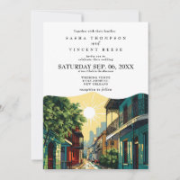 New Orleans Louisiana Wedding Einladung Retro