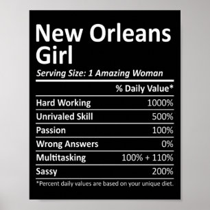 New Orleans Mädchen La Louisiana Lustige Stadt Hei Poster