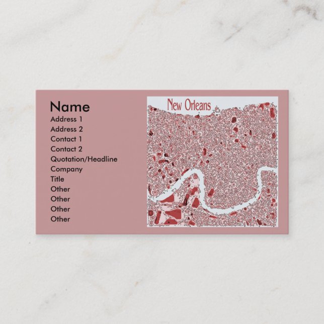 New Orleans Map Abstrakt Visitenkarte (Vorderseite)