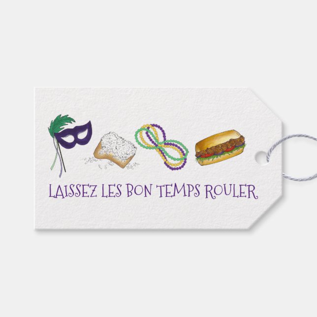 New Orleans Mardi Gras Beignet Beads Maske Po'Boy Geschenkanhänger (Vorderseite (Horizontal))