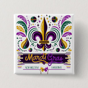 New Orleans Mardi Gras lila gelb grün Button