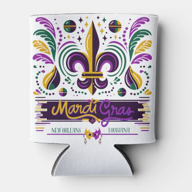 New Orleans Mardi Gras lila gelb grün Dosenkühler (Vorderseite)
