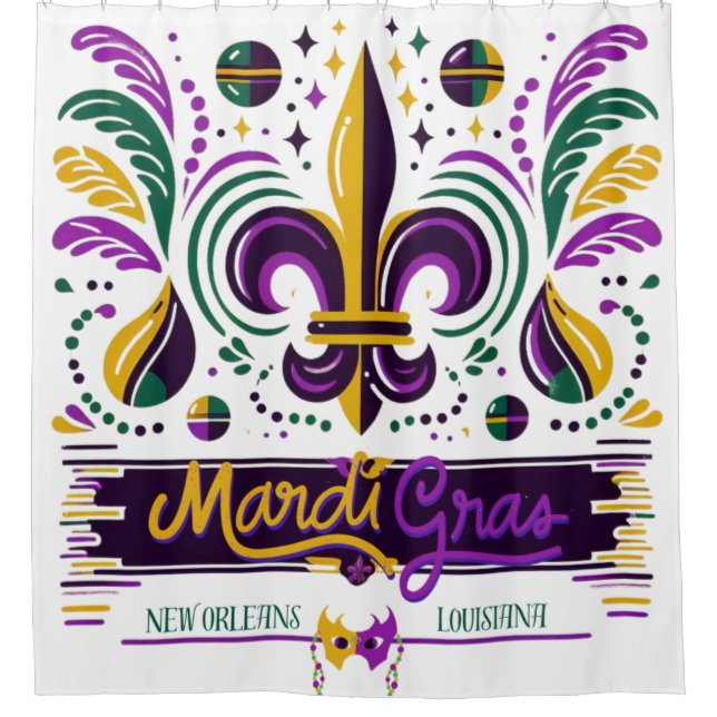 New Orleans Mardi Gras lila gelb grün Duschvorhang (Vorderseite)