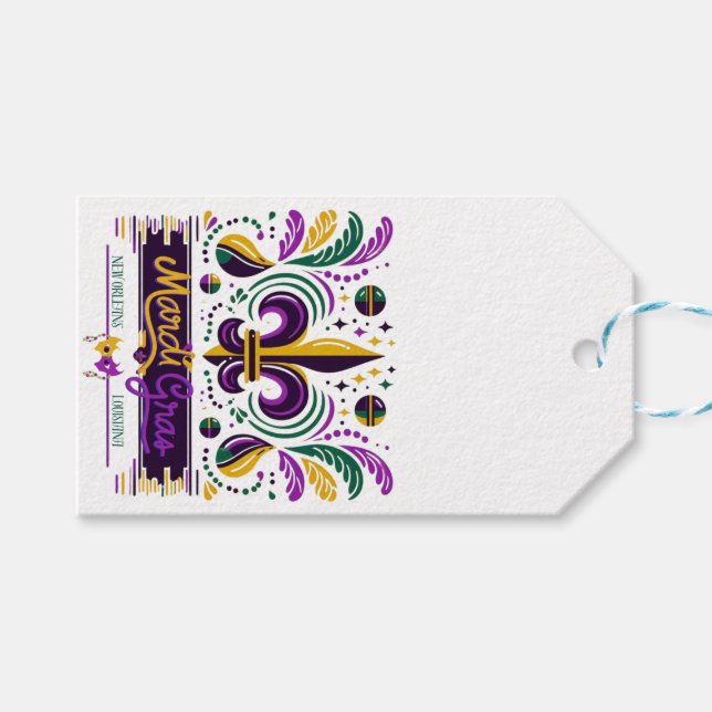 New Orleans Mardi Gras lila gelb grün Geschenkanhänger (Vorderseite (Horizontal))