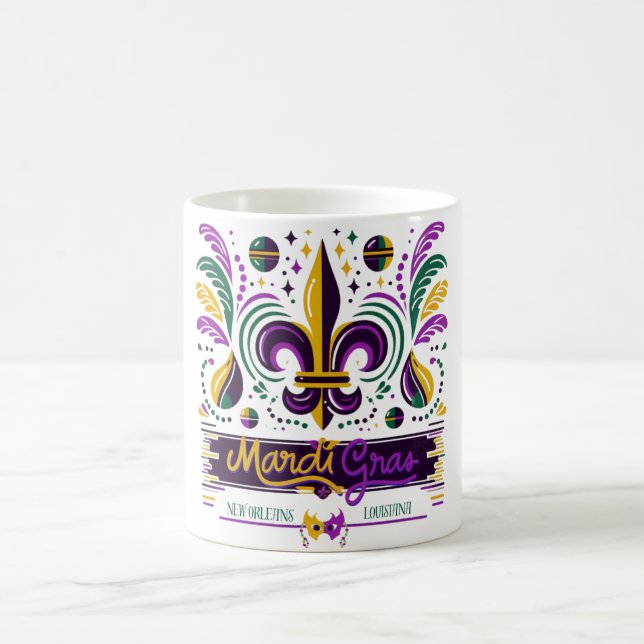 New Orleans Mardi Gras lila gelb grün Kaffeetasse (Mittel)