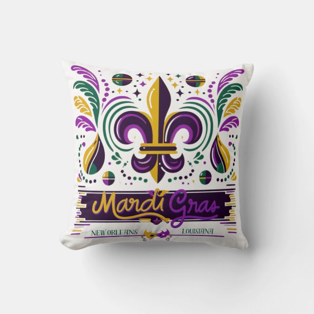 New Orleans Mardi Gras lila gelb grün Kissen (Vorderseite)