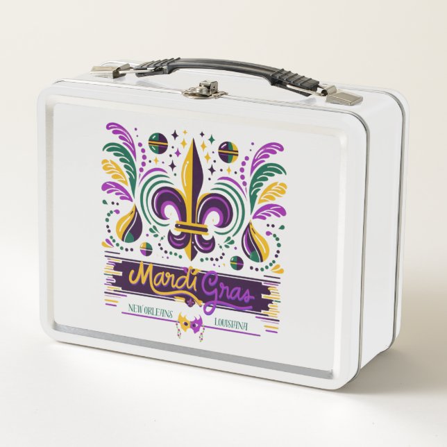 New Orleans Mardi Gras lila gelb grün Metall Brotdose (Vorderseite)