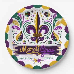 New Orleans Mardi Gras lila gelb grün Pappteller