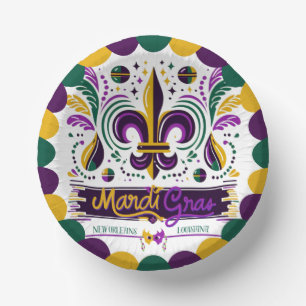 New Orleans Mardi Gras lila gelb grün Pappteller