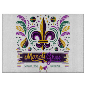 New Orleans Mardi Gras lila gelb grün Schneidebrett