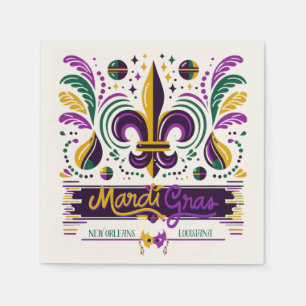 New Orleans Mardi Gras lila gelb grün Serviette
