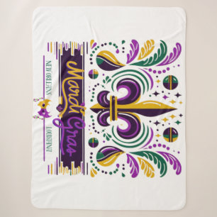 New Orleans Mardi Gras lila gelb grün Sherpadecke