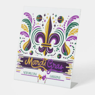New Orleans Mardi Gras lila gelb grün Sockelschild