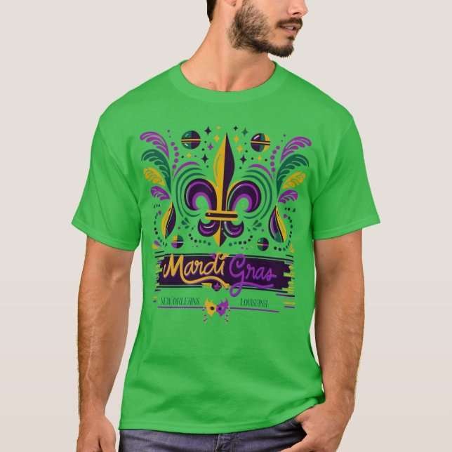 New Orleans Mardi Gras lila gelb grün T-Shirt (Vorderseite)