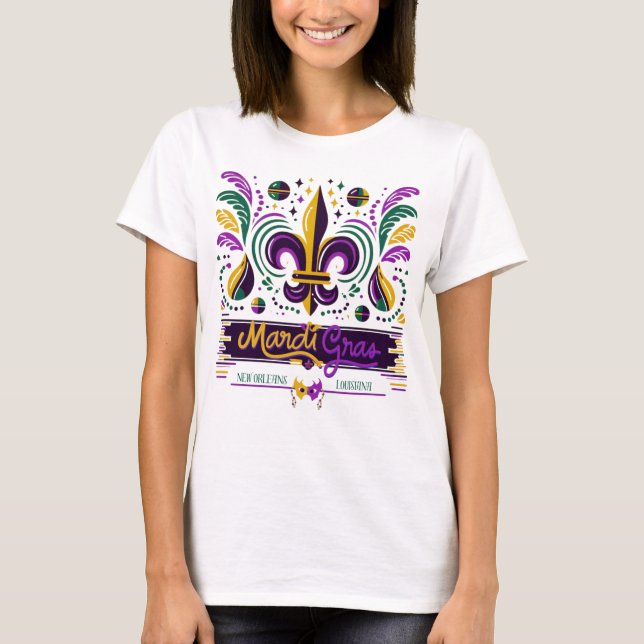 New Orleans Mardi Gras lila gelb grün T-Shirt (Vorderseite)