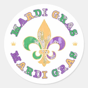 New Orleans Mardi Gras Lilie Runder Aufkleber
