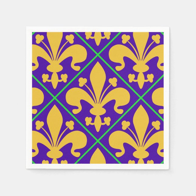 New Orleans Mardi Gras Lilie Serviette (Vorderseite)