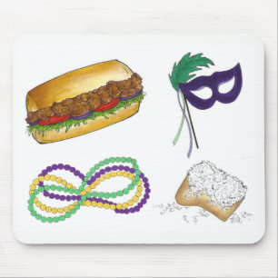 New Orleans Mardi Gras Maskenperlen Beignet NOLA Mousepad