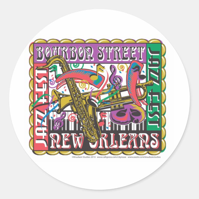 New Orleans Mardi Gras Runder Aufkleber (Vorderseite)