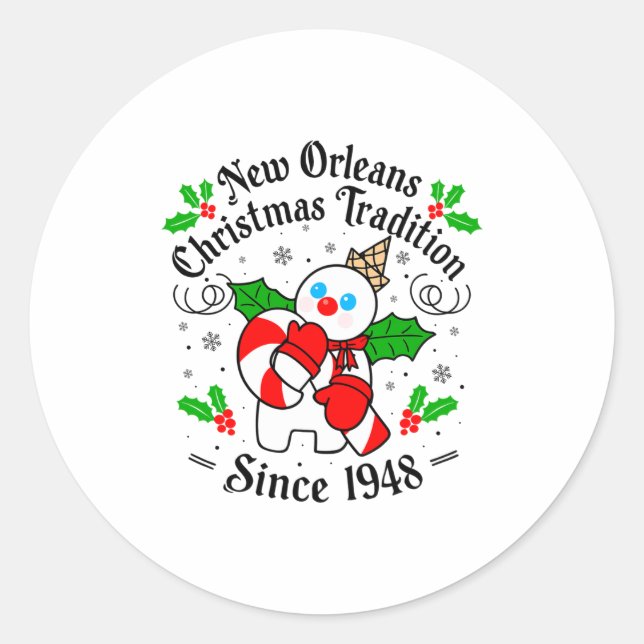 New Orleans Mr Bingle Christmas Tradition Snowman  Runder Aufkleber (Vorderseite)