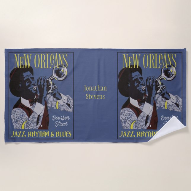 New Orleans Music individuelle Name Strandtuch (Vorderseite)