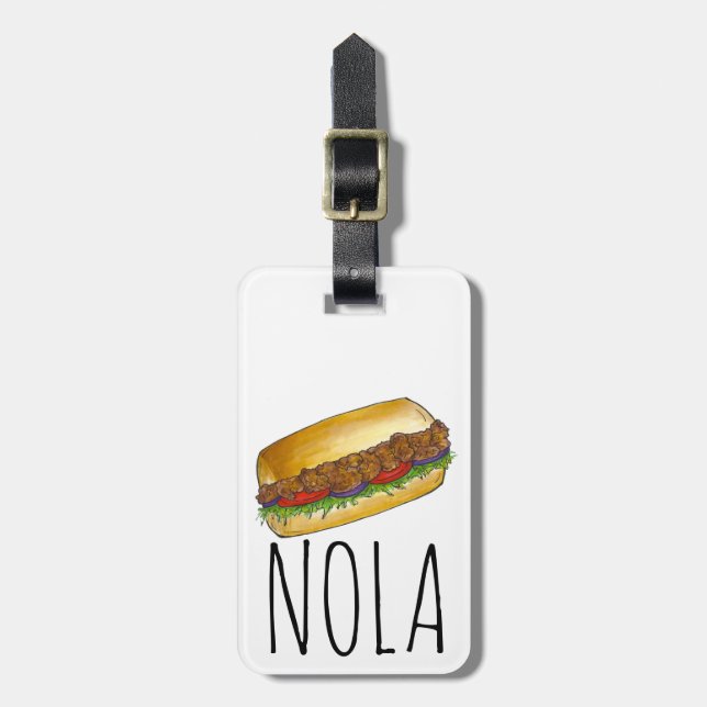 New Orleans NOLA Shrimp Poboy Sandwich Louisiana Gepäckanhänger (Vorderseite vertikal)