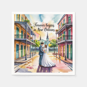 New Orleans NOLA Wasserfarbenhochzeit Serviette
