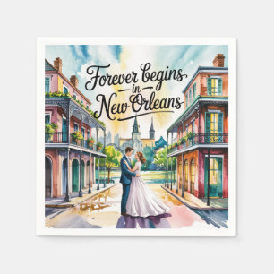 New Orleans NOLA Wasserfarbenhochzeit Serviette