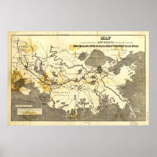 New Orleans Opelousas, Great Western RailRoad 1853 Poster