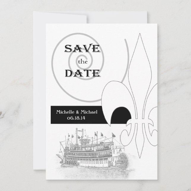 New Orleans Riverboat Lilie Save the Date Einladung (Vorderseite)